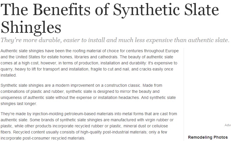 Synthetic Slate