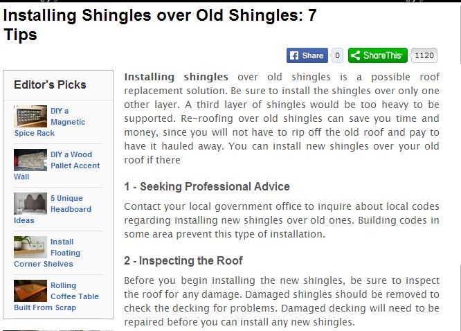 installing shingles over old shingles